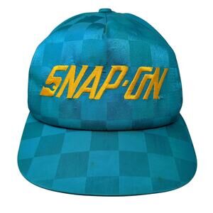 Snap On Snapback 5 Panel Cap Blue One Size Adjustable Embroidered Vintage